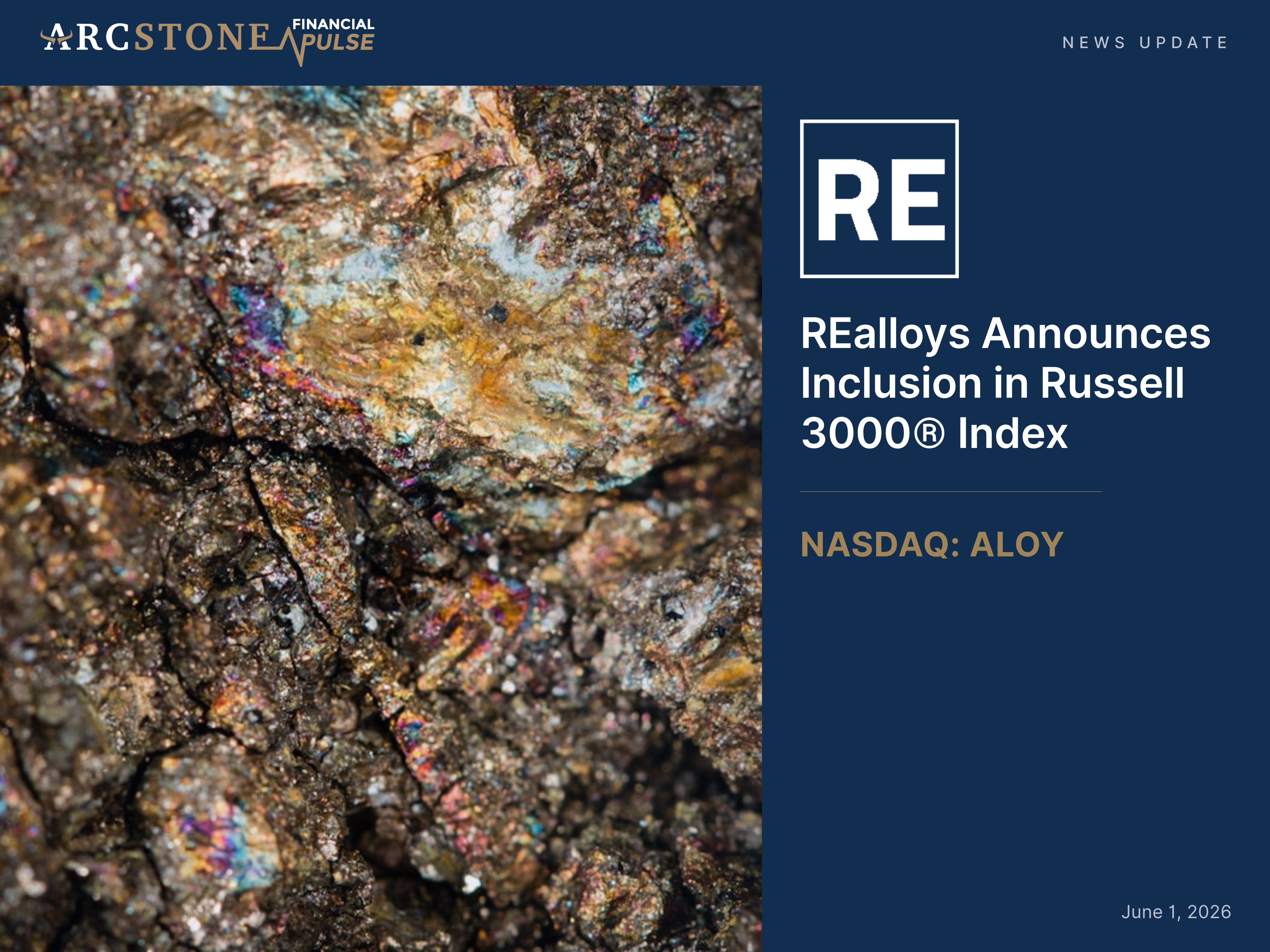 REalloys Announces Inclusion in Russell 3000® Index