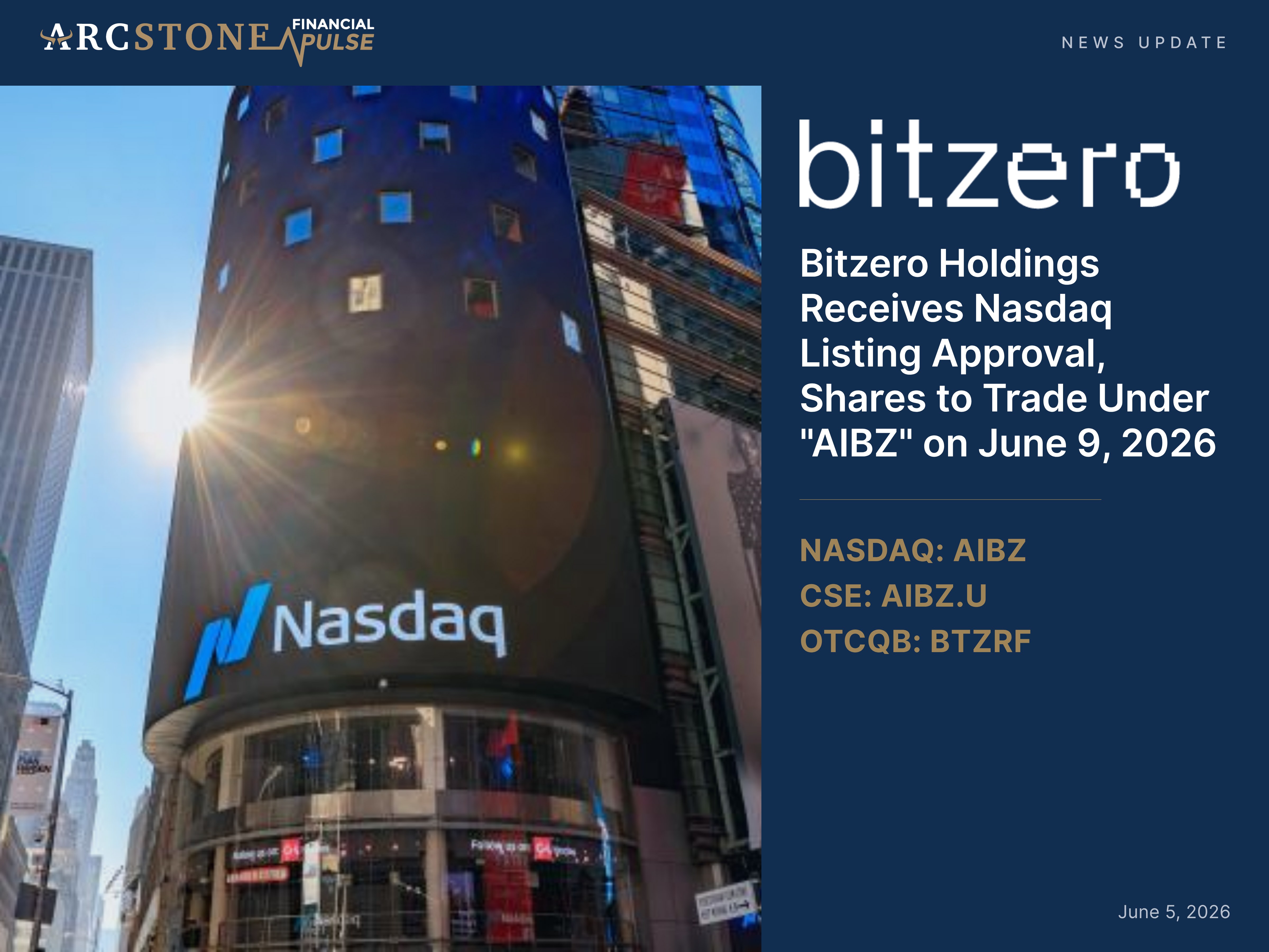 Bitzero Holdings Receives Nasdaq Listing Approval, Shares to Trade Under "AIBZ" on June 9, 2026