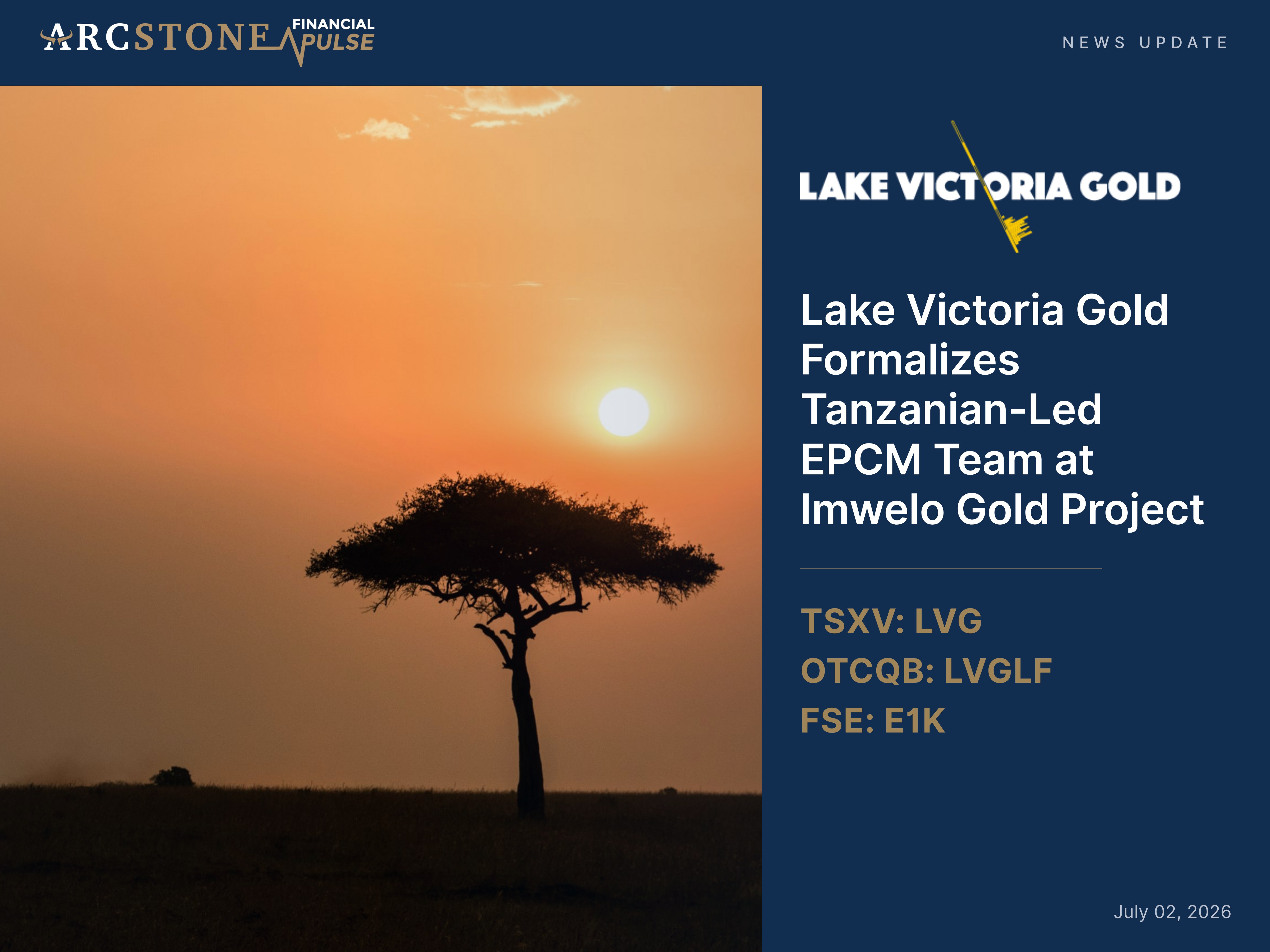 Lake Victoria Gold Formalizes Tanzanian-Led EPCM Team at Imwelo Gold Project